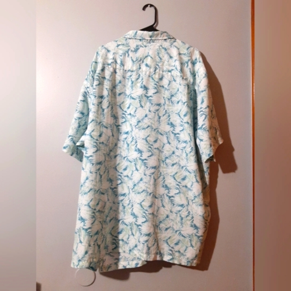 Van Heusen Men's Shirt Short Sleeve Button UP Aqua Floral Tropic Design Size 4XL - Picture 5 of 7